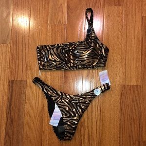 Black and gold some strap bikini